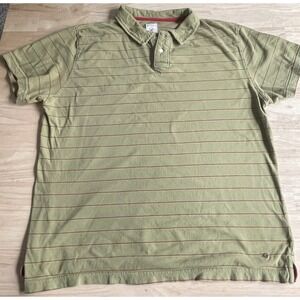 Red Camel Men's Size XL Short Sleeve Polo Green Orange Striped Cotton Fast Ship